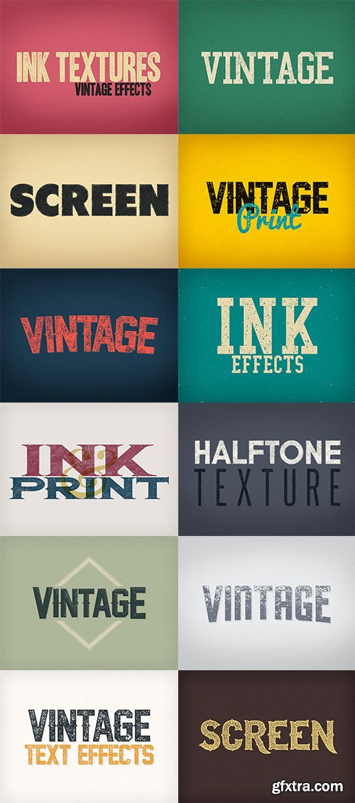 Letter/Ink Press Vintage Text Effects #4, 12xPSD &amp; ASL 11715170