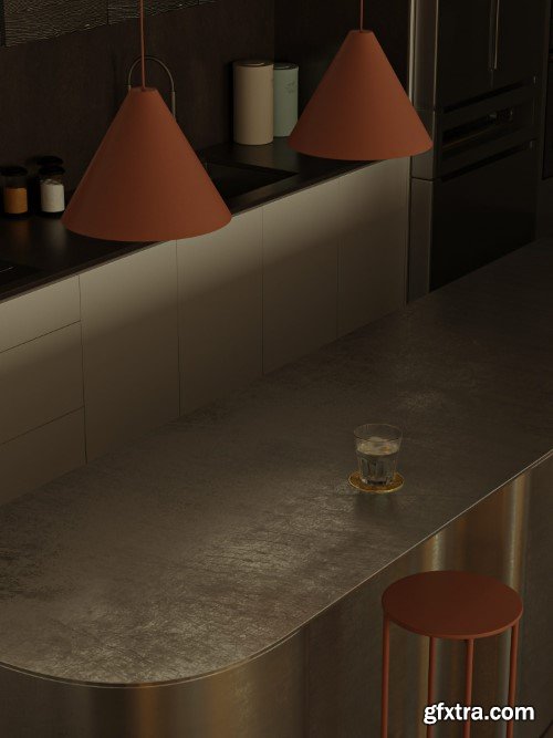 Living Room - Kitchen Interior Scene 03