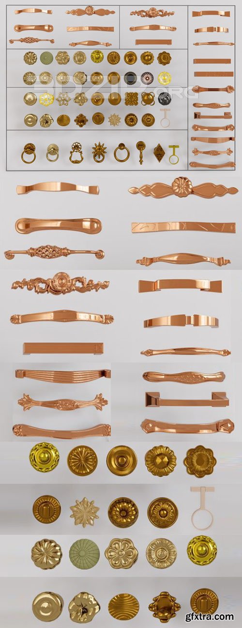 Door Handles Collection - 3D Model