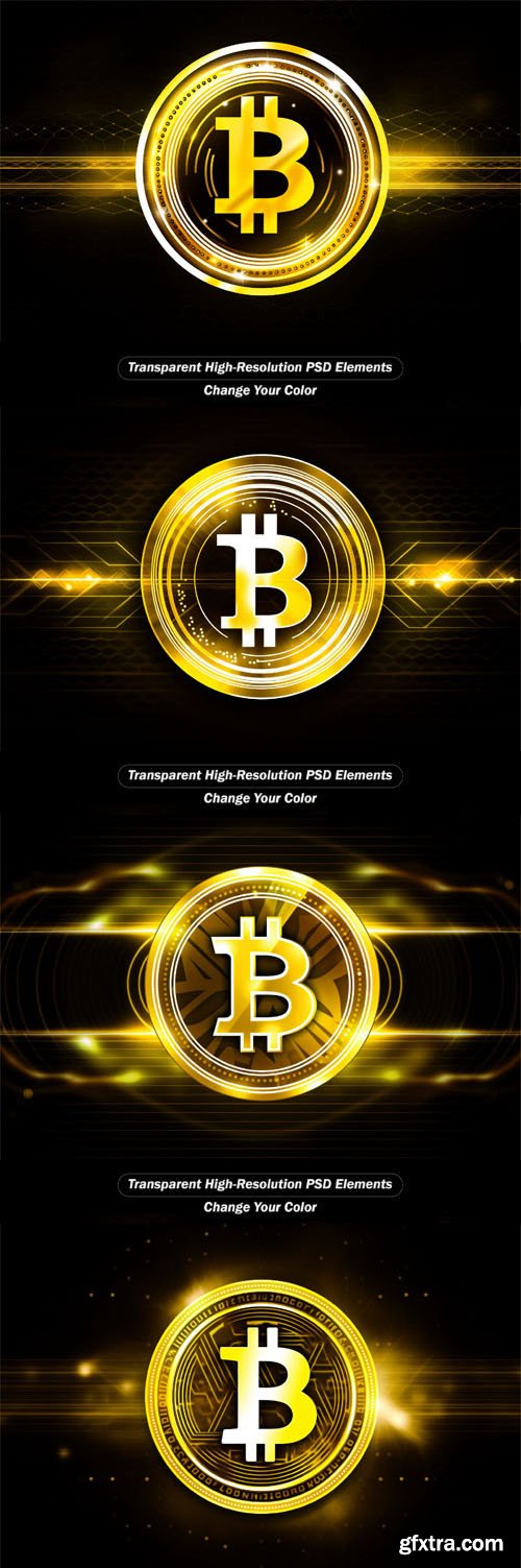 Bitcoin (BTC) Logos - PSD Templates