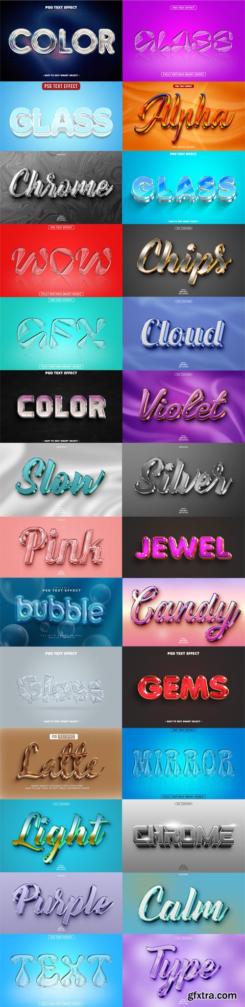 3D Glass & Glossy Styles Pack - Editable Text Effects for Photoshop