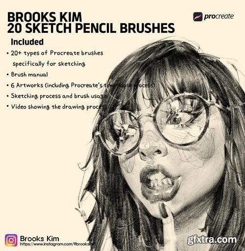 Gumroad - brookskim - 20 Sketch Pencil Brushes For Procreate