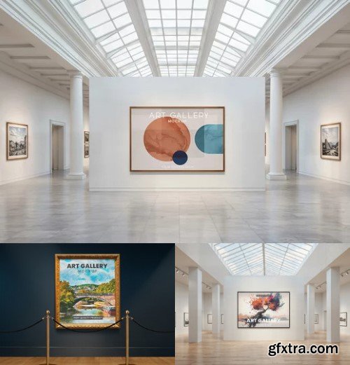 Art Gallery Mockup 3xPSD