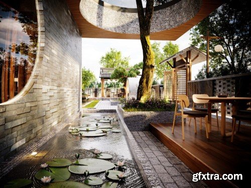 Japan Villa Exterior Scene 02