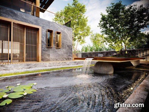 Japan Villa Exterior Scene 02