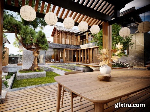 Japan Villa Exterior Scene 02