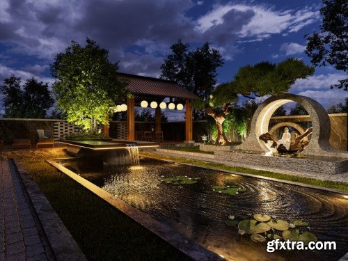 Japan Villa Exterior Scene 02