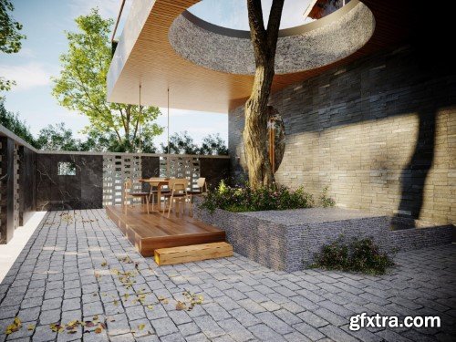 Japan Villa Exterior Scene 02