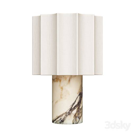 '3dsky Pro - Valli - Viola Calacatta marble and linen rechargeable table lamp'