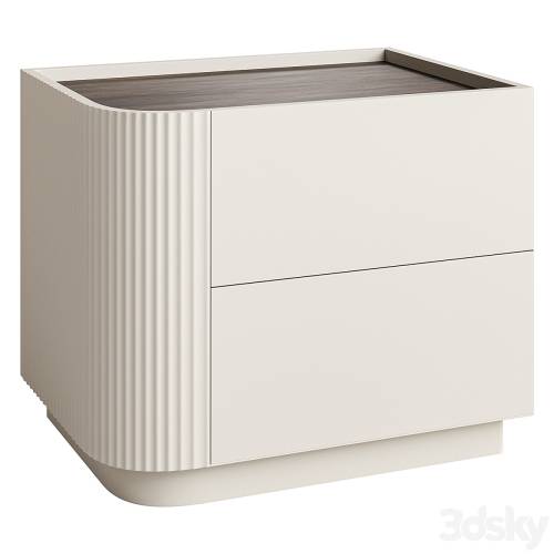 '3dsky Pro - Modern Beige Wood Nightstand with 2 Drawers and Small Height for Bedroom Storage'
