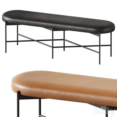 '3dsky Pro - Pottery Barn Maison Leather Backless Bench'