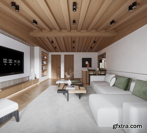 Living Room - Kitchen Interior Scene 04