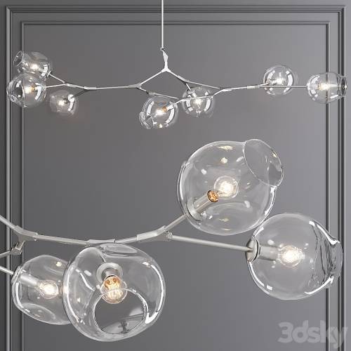 '3dsky Pro - 7-globe Branching Bubble Satin Nickel and Clear Glass' '3dsky Pro - 7-globe Branching Bubble Satin Nickel and Clear Glass'