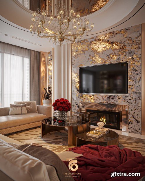 Living Room - Kitchen Interior Scene 05