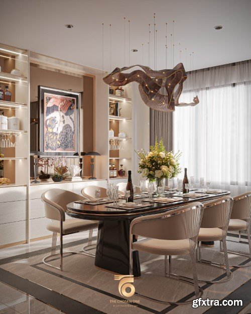 Living Room - Kitchen Interior Scene 05