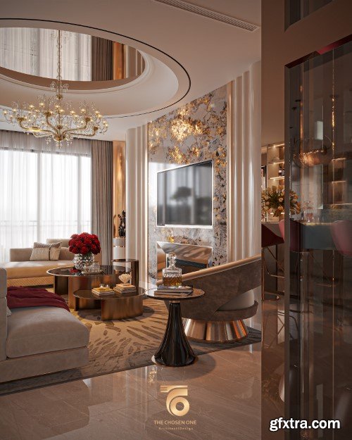 Living Room - Kitchen Interior Scene 05