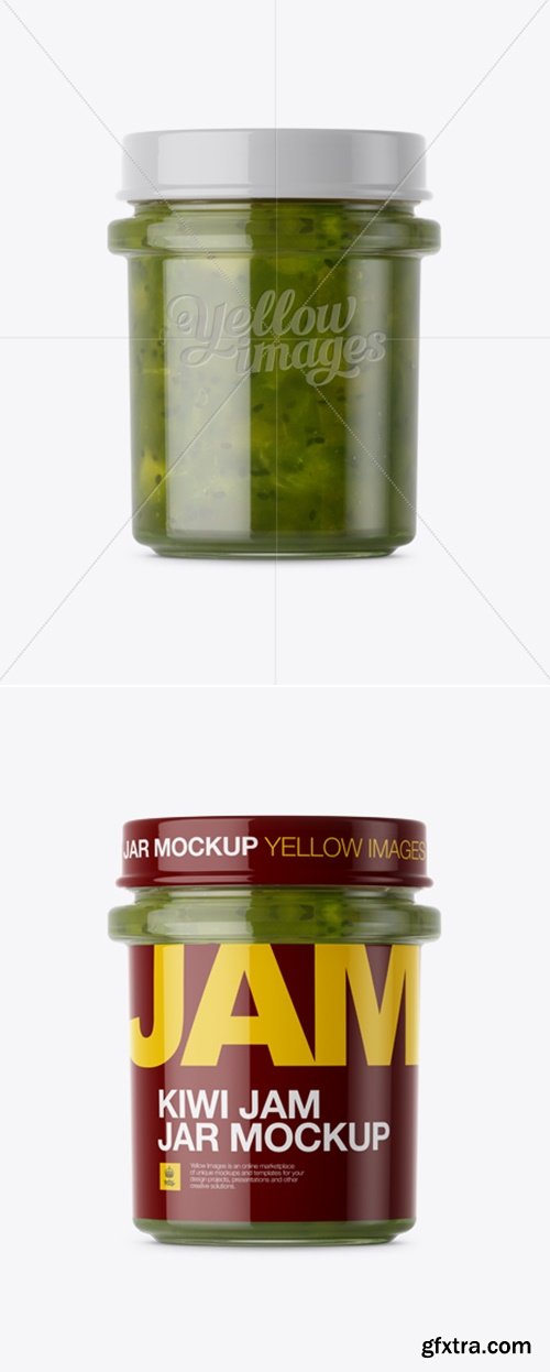 YellowImages - Glass Kiwi Jam Jar Mockup - Front View 13908