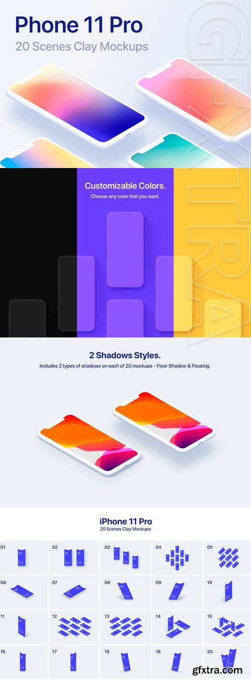 Asylab - iPhone 11 Pro - 20 Mockups Clay Scenes Asylab - iPhone 11 Pro - 20 Mockups Clay Scenes