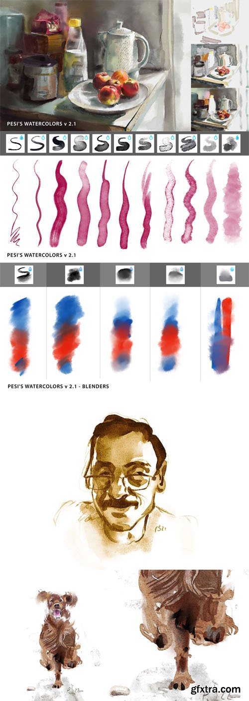 33 Watercolor Brushes Pack for Krita 4.0+ 33 Watercolor Brushes Pack for Krita 4.0+