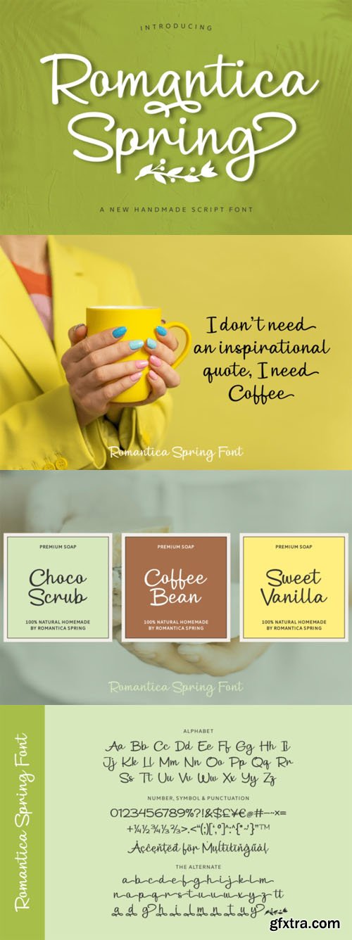 Romantica Spring - handmade Script Font Romantica Spring - handmade Script Font
