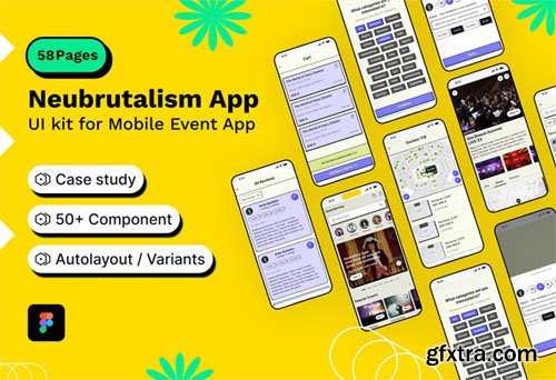 Neubrutalism App - UI Kit for Mobile Event App for Figma Neubrutalism App - UI Kit for Mobile Event App for Figma