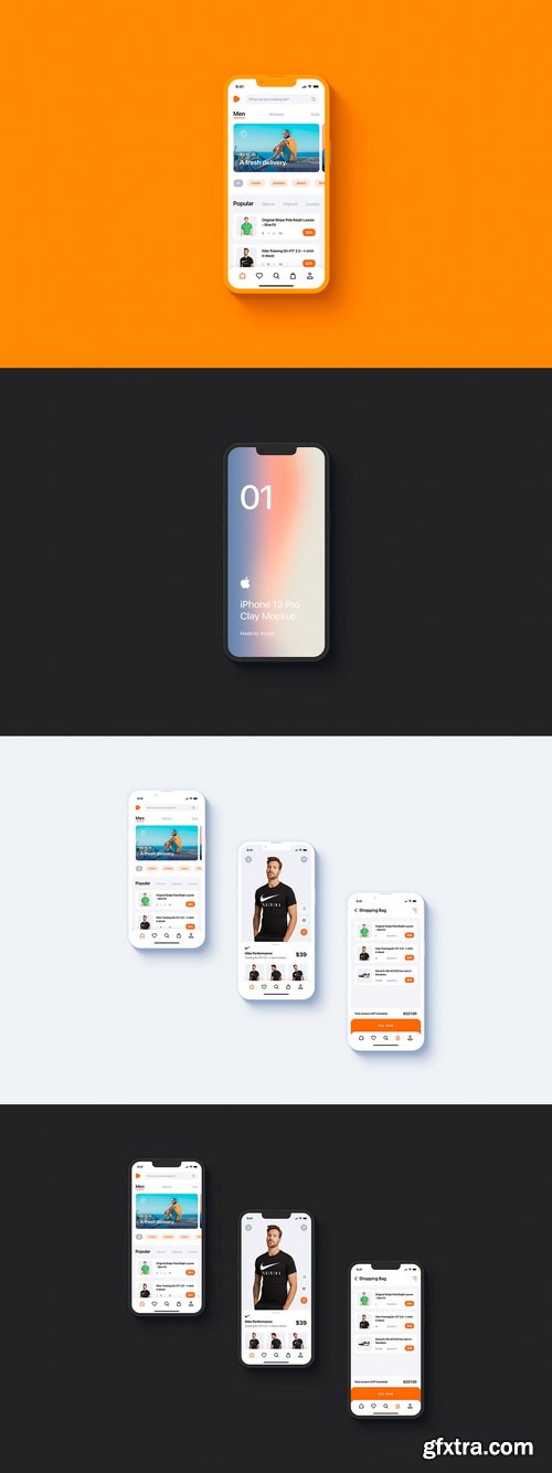 Asylab - iPhone 13 Pro - 20 Clay Mockups Scenes