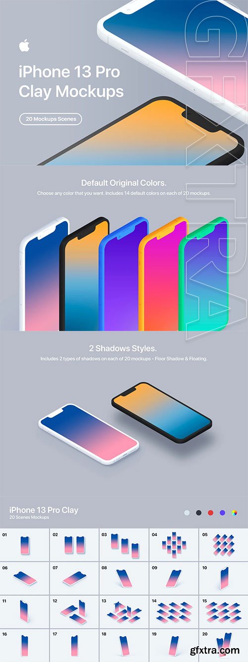 Asylab - iPhone 13 Pro - 20 Clay Mockups Scenes Asylab - iPhone 13 Pro - 20 Clay Mockups Scenes