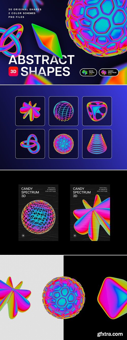 CreativeMarket - Iridiscent Abstract 3D Objects 291459281