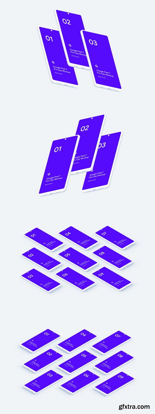 Asylab - Google Pixel 7 Pro - 21 Clay Mockups Scenes