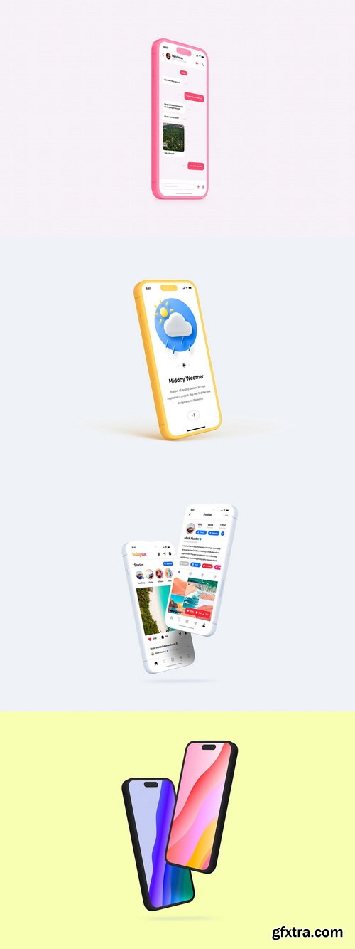 Asylab - iPhone 14 Pro - 21 Clay Mockups Scenes