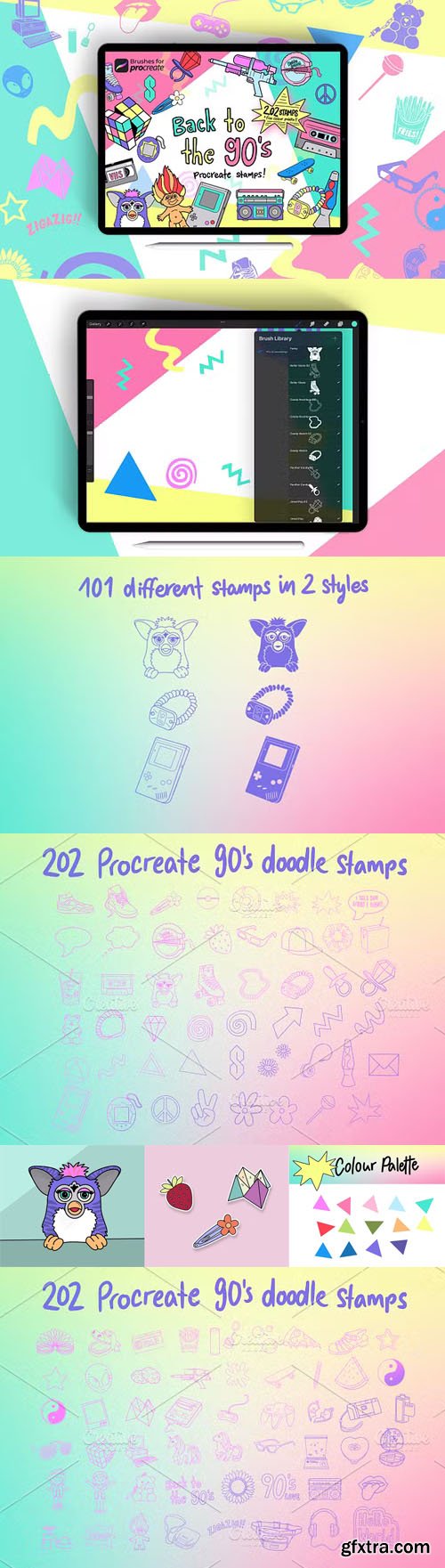 Back to The 90's - 200+ Retro Stamps Brushes for Procreate