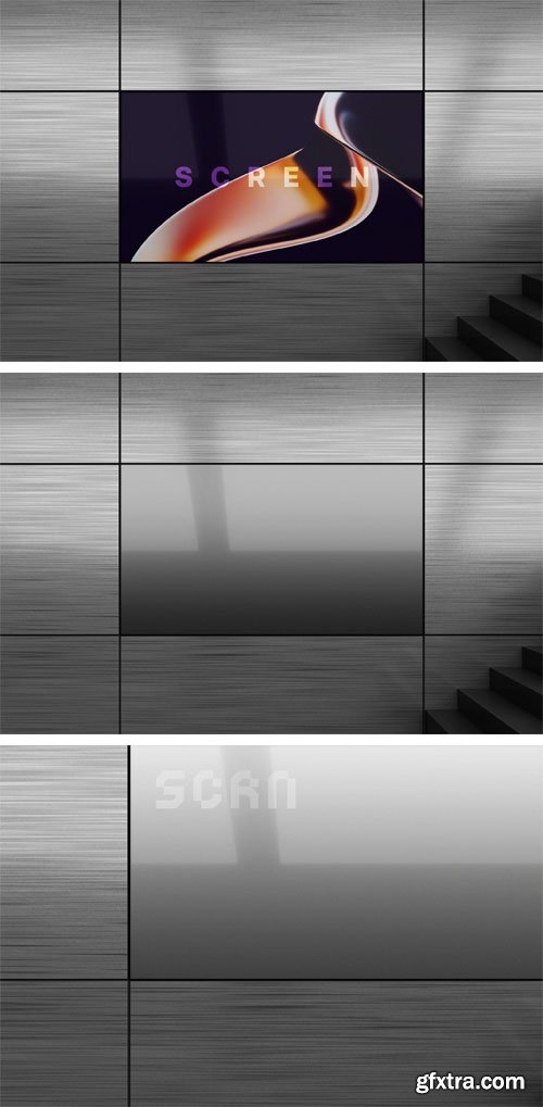 Metallic Wall Screen PSD Mockup Template