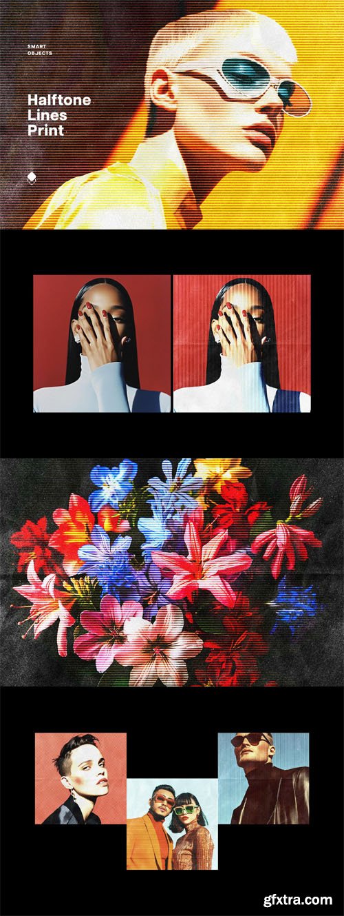 Vintage Halftone Lines Effect for Photoshop