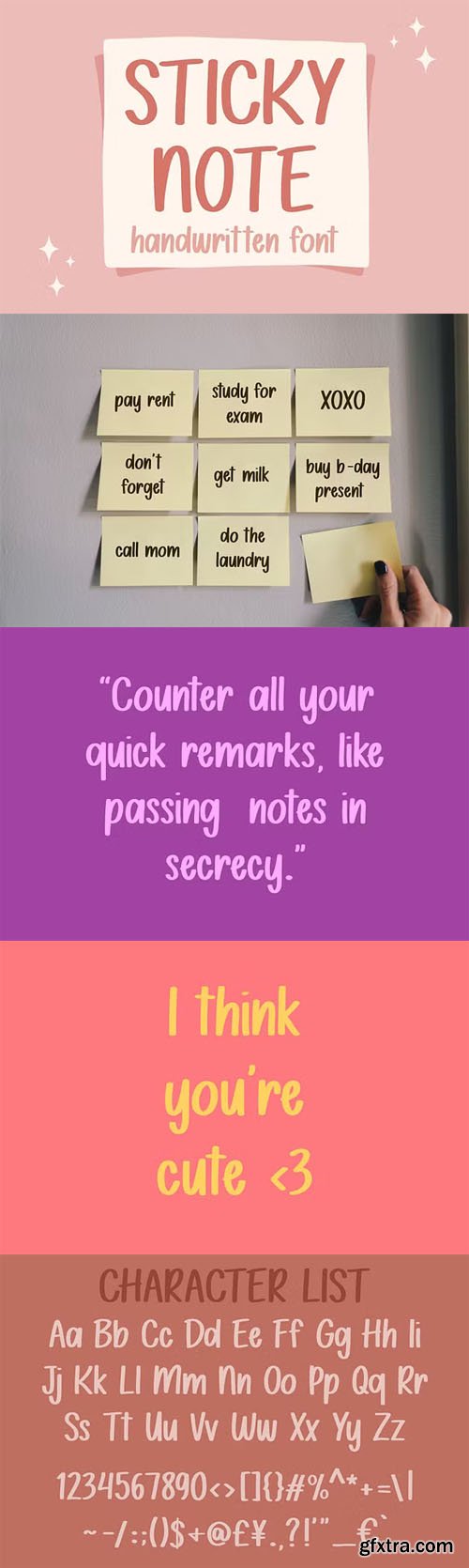 Sticky Note - handwritten Font Sticky Note - handwritten Font