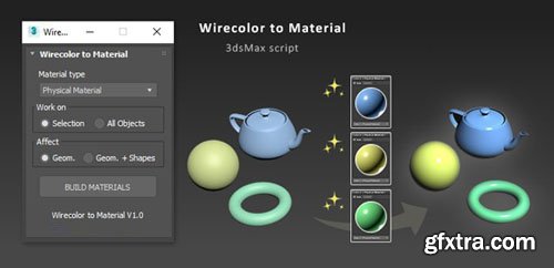 Wirecolor to Material v1.02 - 3ds Max Script Wirecolor to Material v1.02 - 3ds Max Script