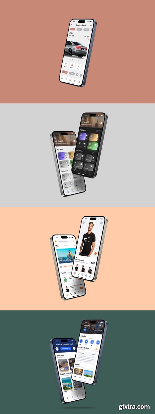 Asylab - iPhone 15 Pro - 21 Mockups Scenes