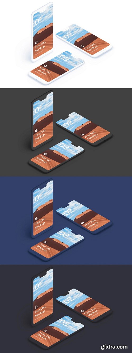 Asylab - Google Pixel 3 XL - 21 Clay Mockups Asylab - Google Pixel 3 XL - 21 Clay Mockups