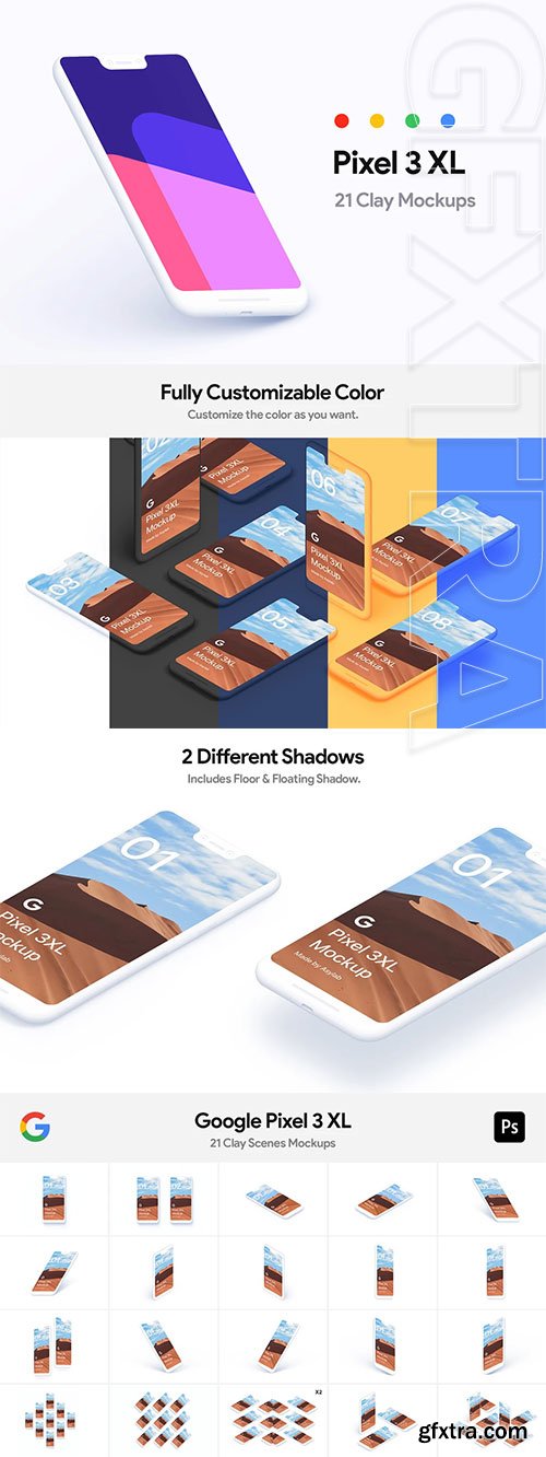 Asylab - Google Pixel 3 XL - 21 Clay Mockups Asylab - Google Pixel 3 XL - 21 Clay Mockups