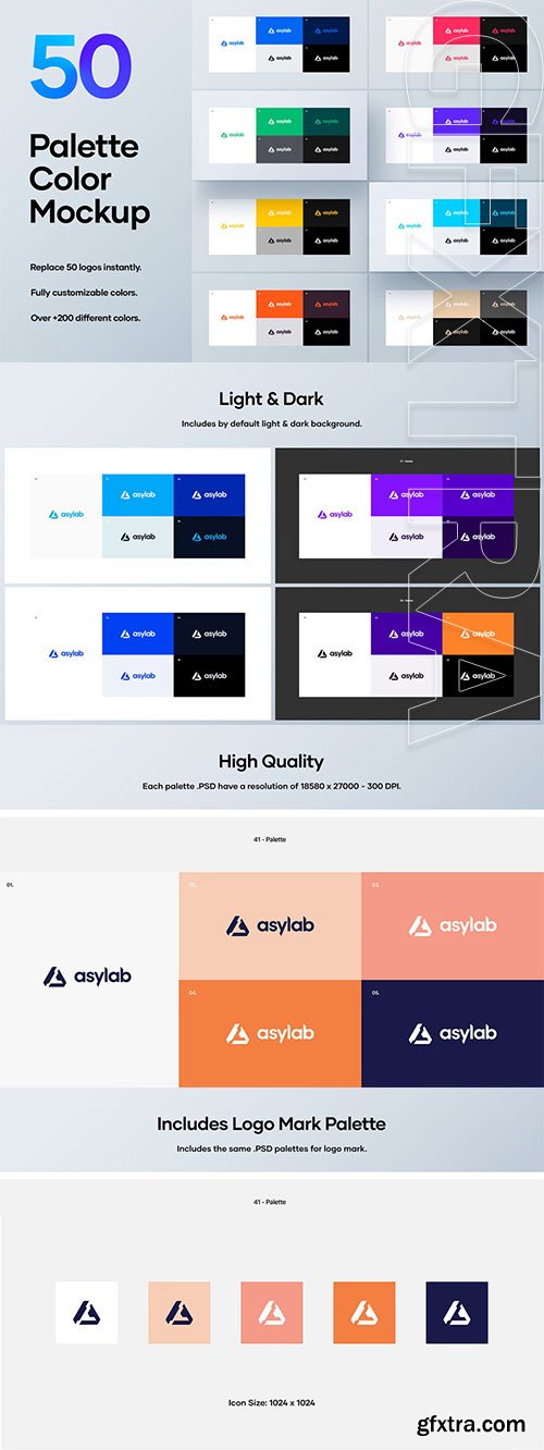Asylab - 50 Palette Color Logo Mockup Asylab - 50 Palette Color Logo Mockup