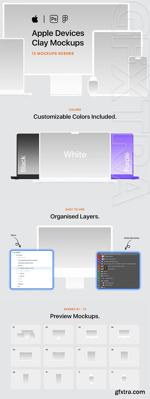 Asylab - Apple Devices Clay - 12 Mockups Scenes Asylab - Apple Devices Clay - 12 Mockups Scenes