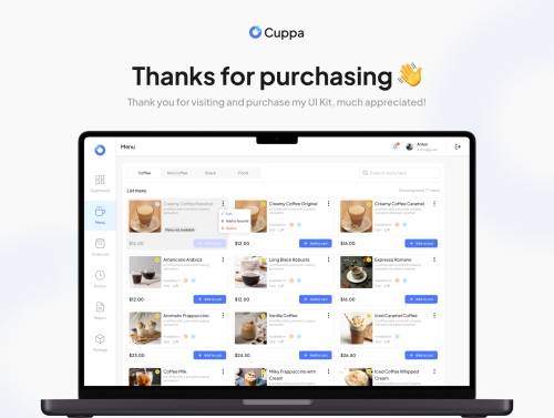 'Cuppa - POS (Point Of Sales) Dashboard UI Kit'