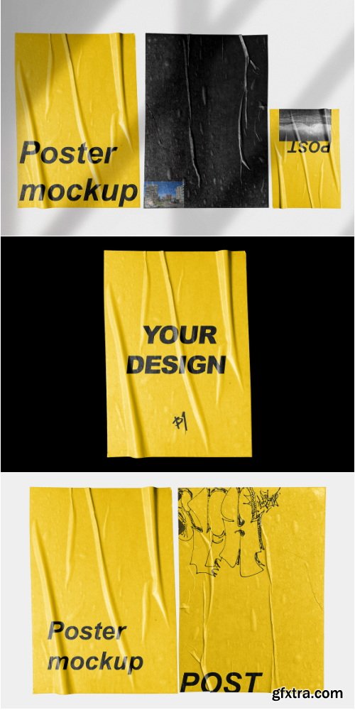 Creativemarket - POST - Poster Wrinkle Mockup - 4392437