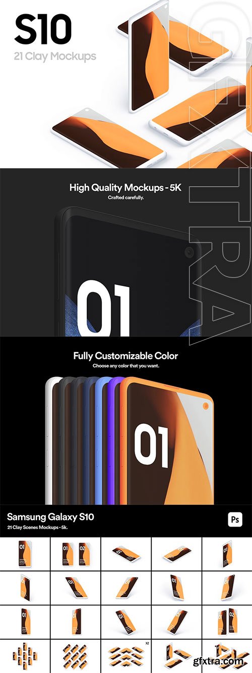Asylab - Samsung Galaxy S10 - 21 Clay Mockups Scenes Asylab - Samsung Galaxy S10 - 21 Clay Mockups Scenes