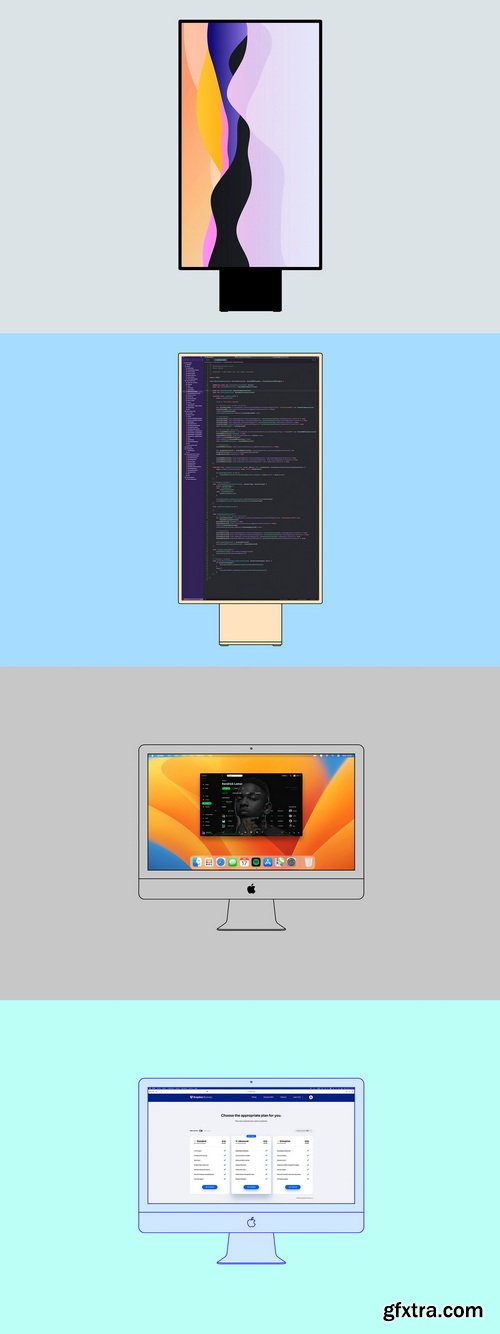 Asylab - Apple Devices Outline &amp; Fill - 12 Mockups Scenes