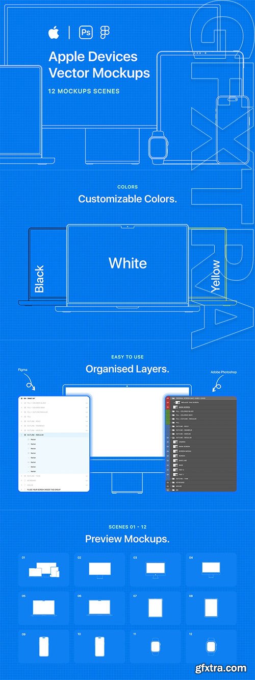 Asylab - Apple Devices Outline & Fill - 12 Mockups Scenes Asylab - Apple Devices Outline & Fill - 12 Mockups Scenes