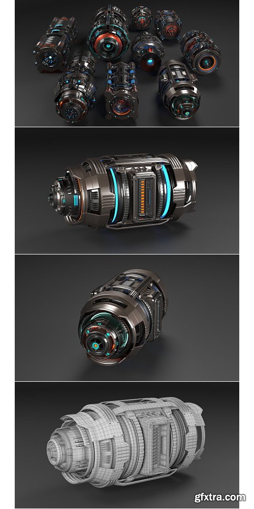 Artstation - Sci Fi Mega Elements KITBASH - SUBDIVISION READY - Full 3D pack