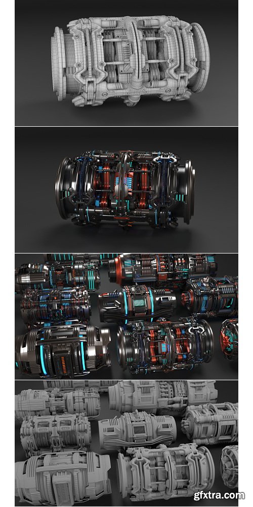 Artstation - Sci Fi Mega Elements KITBASH - SUBDIVISION READY - Full 3D pack