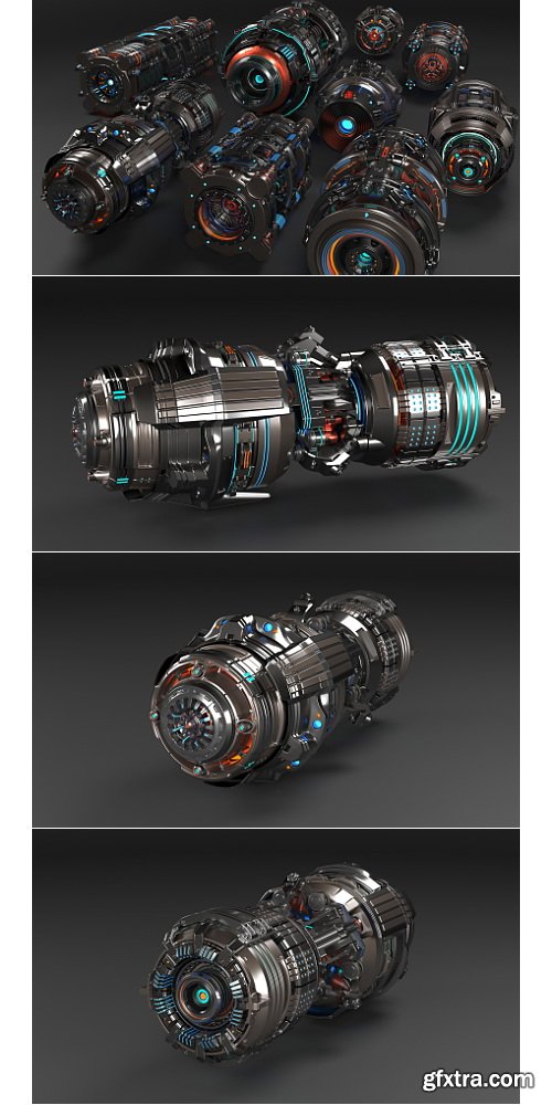 Artstation - Sci Fi Mega Elements KITBASH - SUBDIVISION READY - Full 3D pack