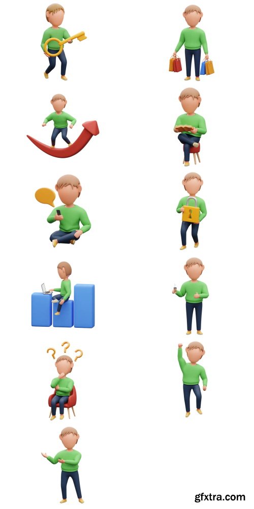 Iconscout - Man Character 3D Illustration Pack