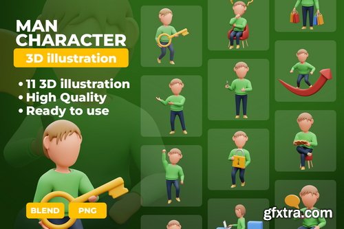 Iconscout - Man Character 3D Illustration Pack